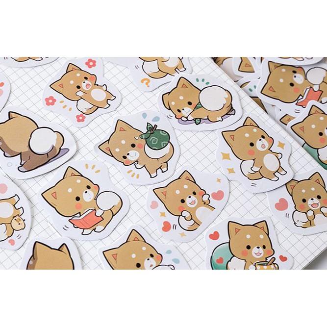 Bộ 46 Sticker Cún Đáng Yêu Hàn Quốc dán trang trí E37