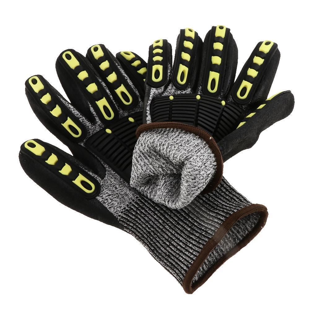 2 Pairs Cut Resistant Work Gloves Dissipates Impact Force and PU Coating Increases Slip Resistance