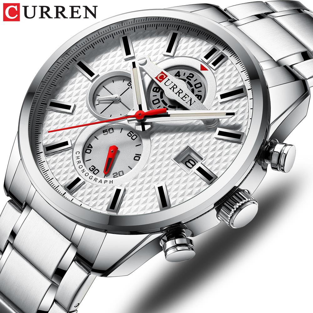 Đồng hồ Curren Men Vỏ hợp kim cổ điển tinh tế Dây đeo bằng thép không gỉ không thấm nước