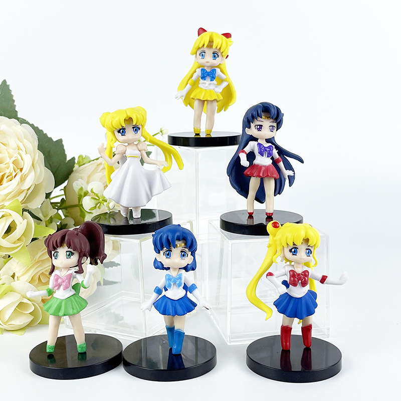 Bộ 6 mô hình Thủy Thủ Mặt Trăng Sailor Moon cao 7 cm trang trí bàn làm việc