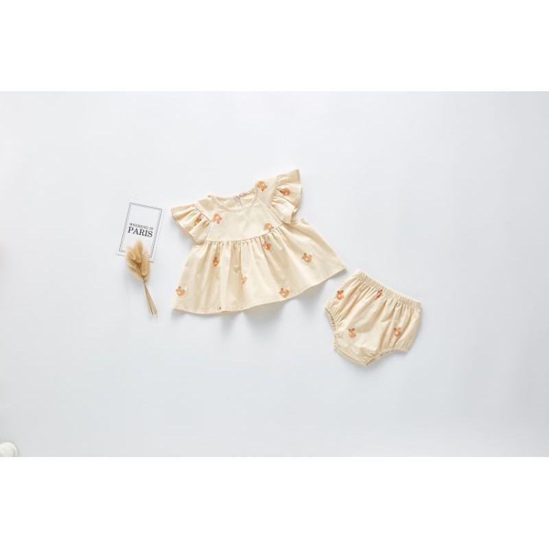 SET BỘ BABYDOLL CHO BÉ GÁI - HỌA TIẾT LÁ CÂY,Size 100 (11-14kg)