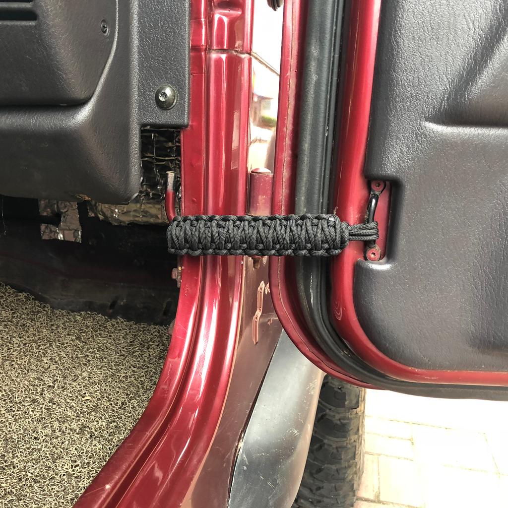 2PCS Front, Rear Adjustable Door Straps + 2PCS Heavy Duty Unlimited Roll Bar Grab Handles for Jeep Wrangler JK