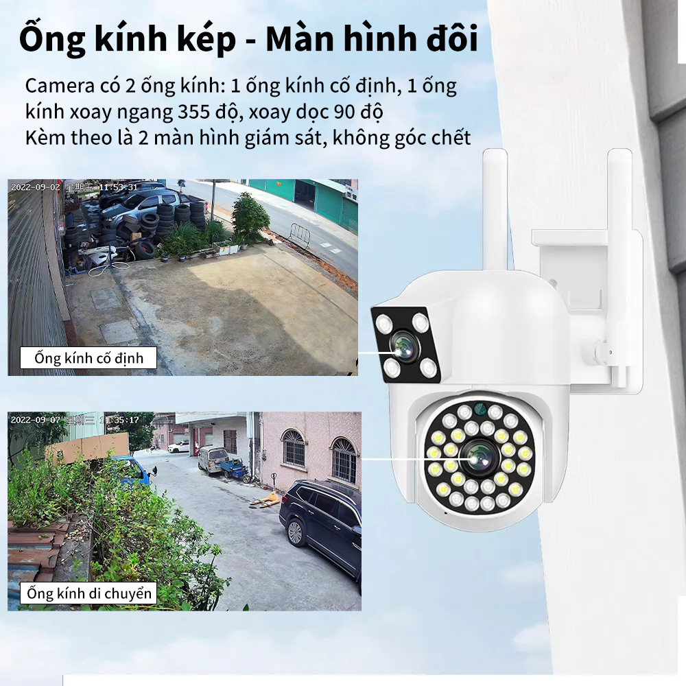 Camera Wifi IPC360 Home PC206, ống kính kép 1080P (FHD), màn hình đôi , chống nước IP66 dùng cho ngoài trời (Hàng nhập khẩu)