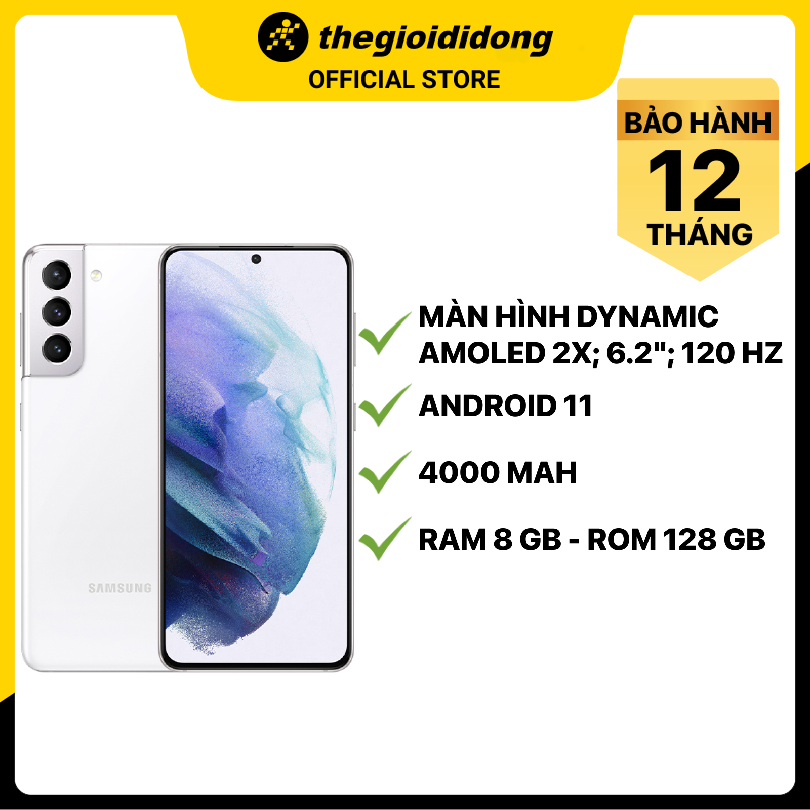 Điện thoại Samsung Galaxy S21 5G (8GB/128GB) - Hàng chính hãng - Trắng