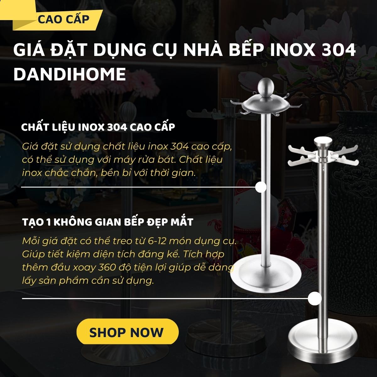 Giá đặt treo muỗng, dụng cụ nhà bếp Inox 304 DandiHome