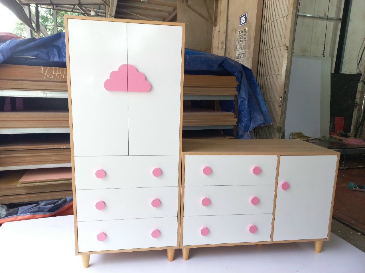 Tủ trẻ em, tủ đựng đồ cho bé gỗ MDF phủ melamine kích thước 60x120cm và 90x70cm
