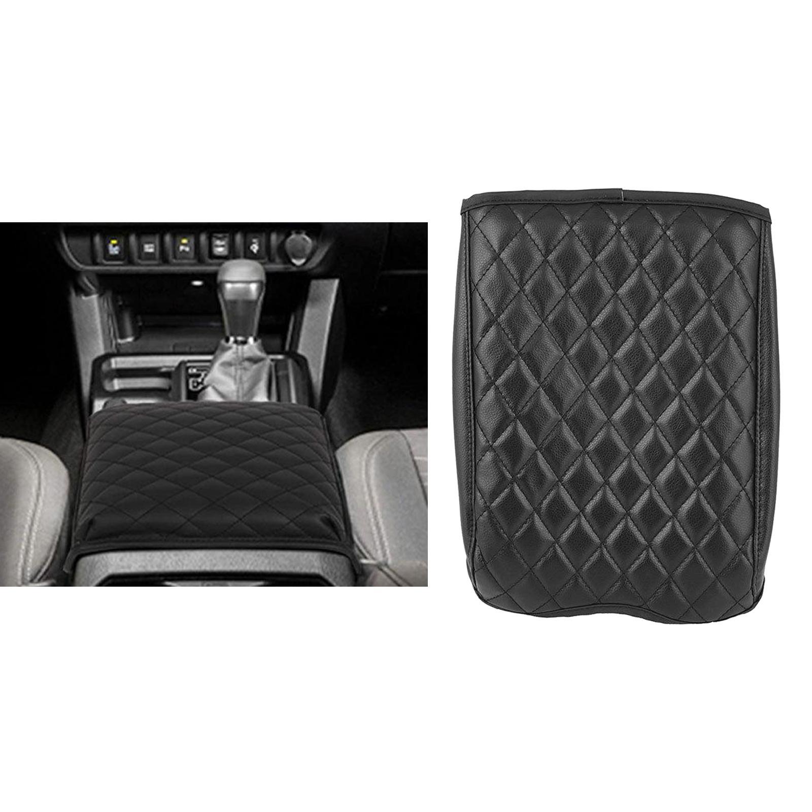 Black Car Armrest Cushion Console Box  PU Leather for