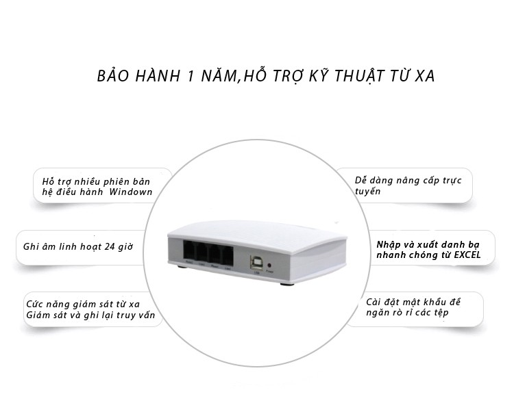 Box ghi âm điện thoại 2 line (cắm cổng usb) t5u2