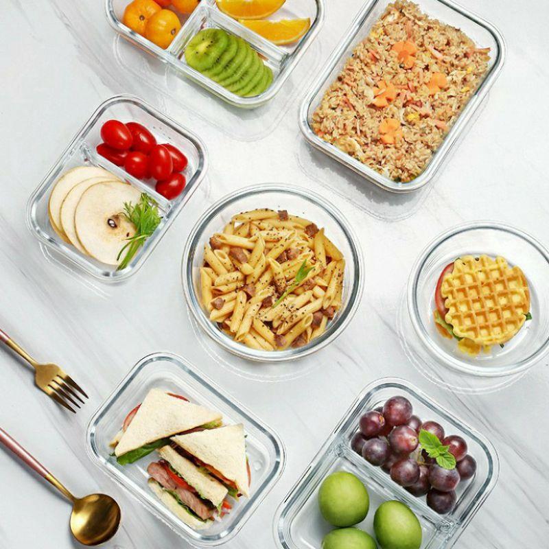 HỘP CƠM VĂN PHÒNG bằng thủy tinh chống tràn sử dụng được cho lò vi sóng