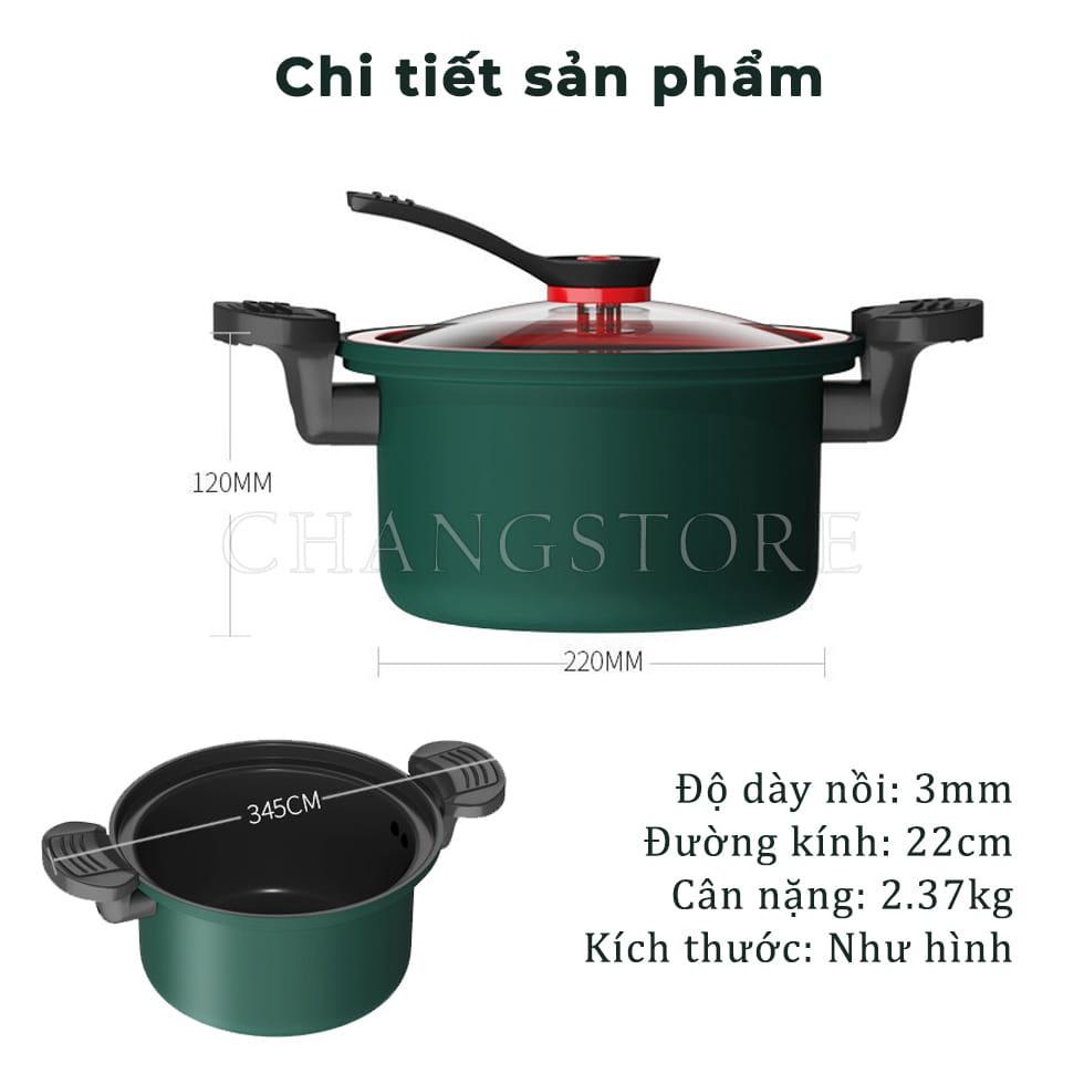 Nồi Áp Suất Chống Dính Dung Tích 3.5 Lít, 22Cm Nấu Được Bếp Từ Kiểu Dáng Hàn Quốc, Gọn Nhẹ Dễ Sử Dụng