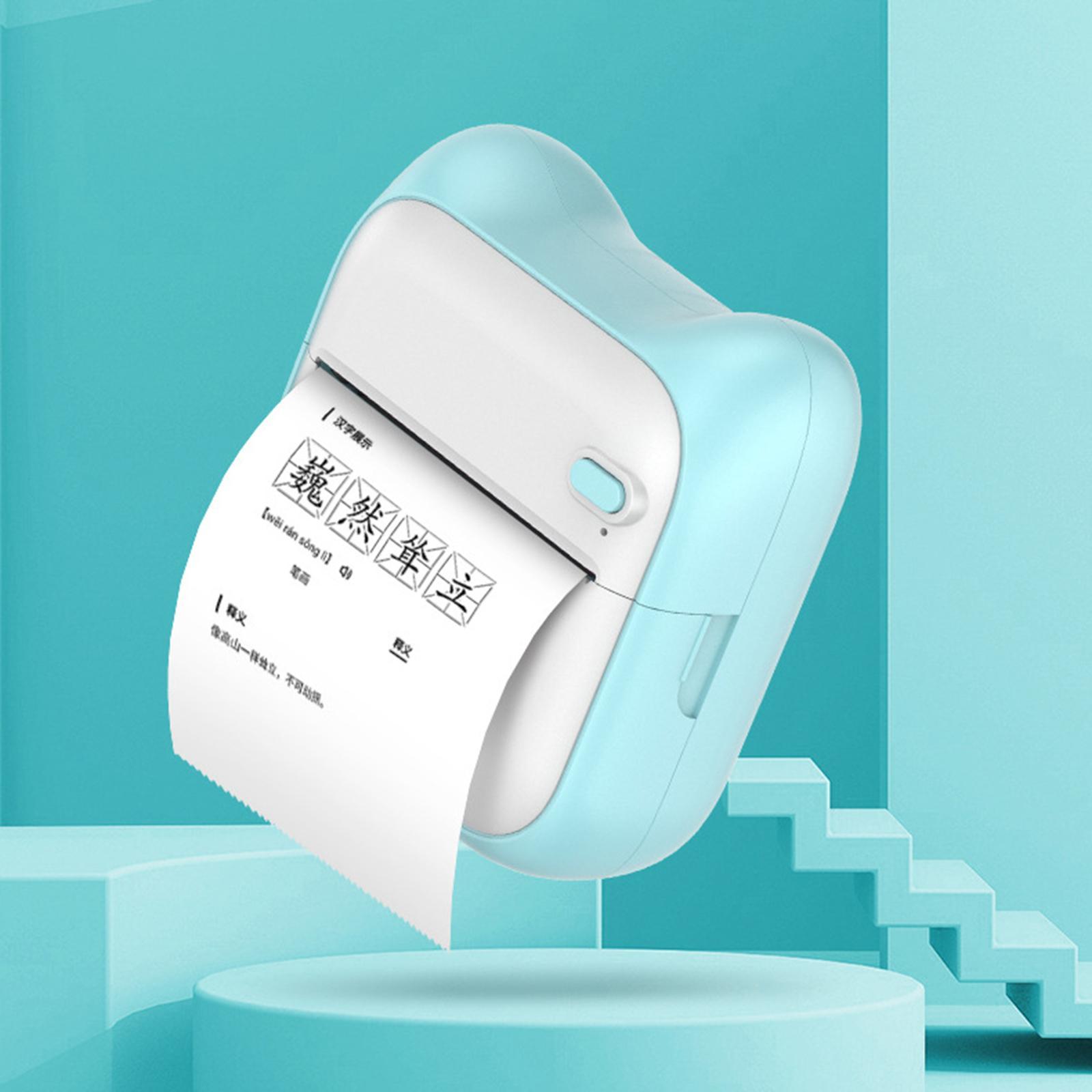 Mini Thermal Printer with 1 Roll Sticker Paper Mobile Printer for Android iOS Windows