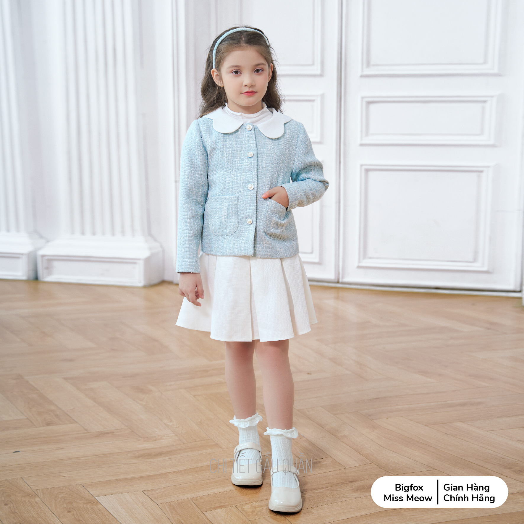 Áo khoác bé gái BIGFOX MISS MEOW  size đại chất dạ tweed 2 lớp kiểu Hàn Quốc tiểu thư sang chảnh 6-11 tuổi 38kg 2006