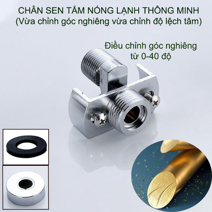 01 Phụ kiện chân sen tắm nong lạnh điều chỉnh nghiêng, lệch tâm thông minh tiện dụng