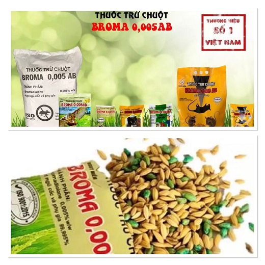 Combo 05 gói Thuốc diệt chuột Broma 0,005 AB, thuốc trừ chuột trộn sẵn thế hệ mới, hiệu quả cao gói 50g