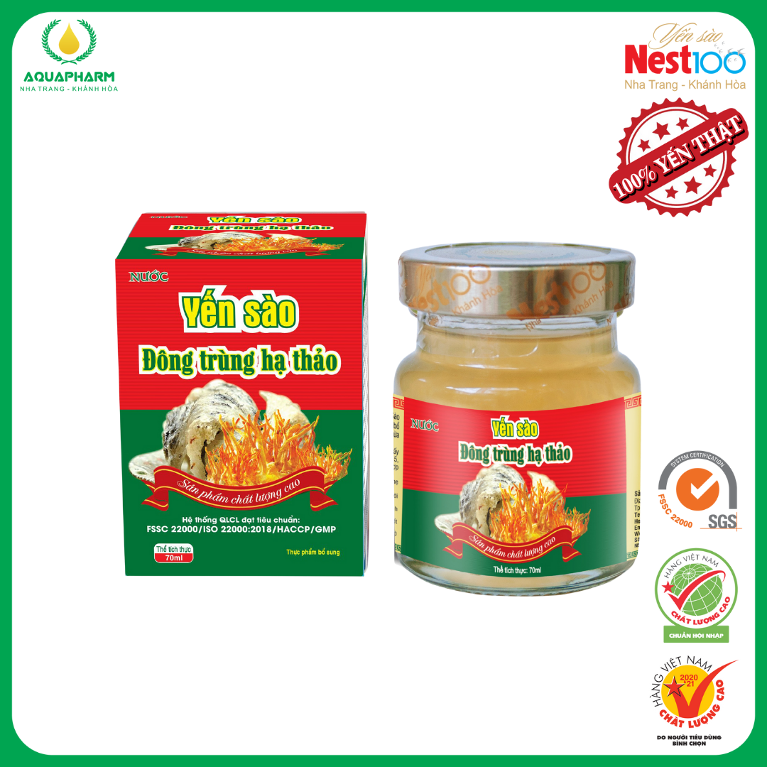 Nước yến sào Đông trùng hạ thảo Nest100 - Hộp 1 Lọ 70ml