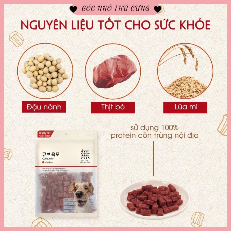 Viên thịt bò, gà và cá hồi Bowwow Cube Jerky - Snack cho chó