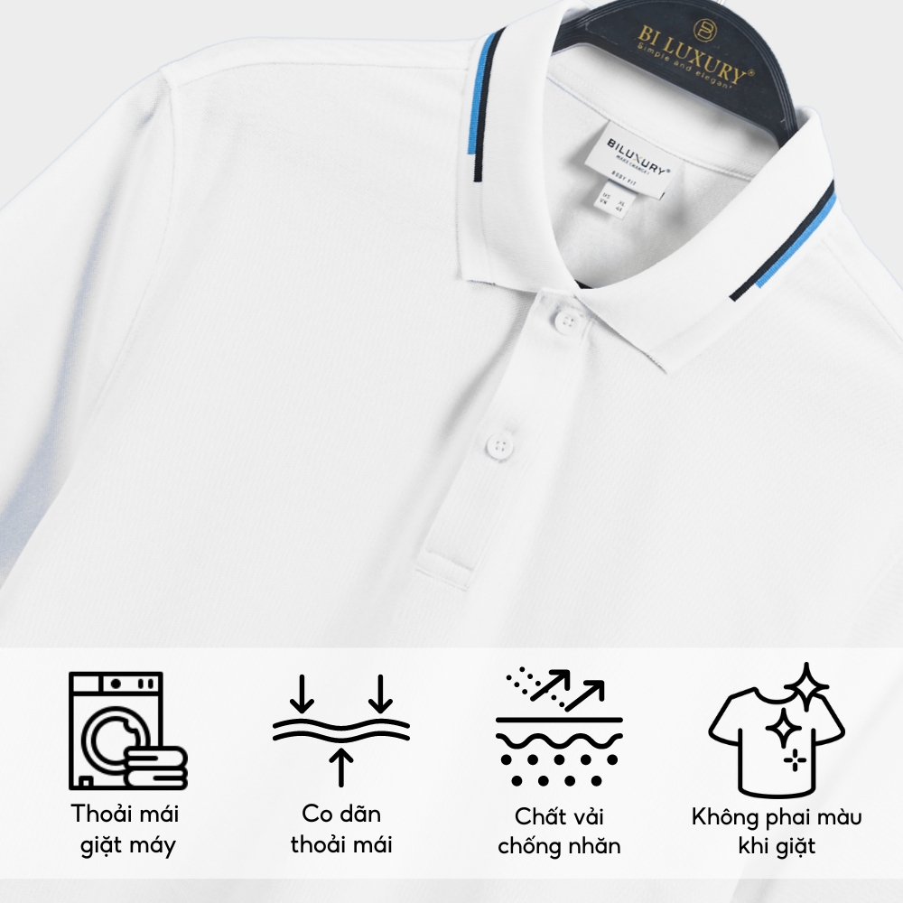 Áo Polo Nam Biluxury 7APCT001TRK  Form Slimfit Ôm Vừa Tôn Dáng Phối Viền Cổ Nổi Bật