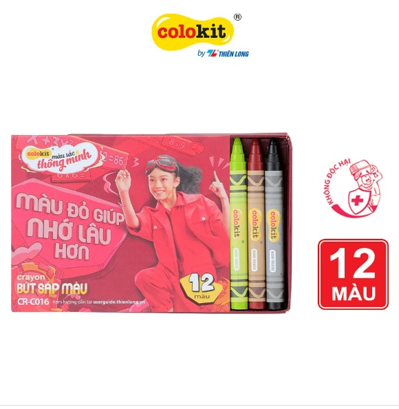 Sáp màu cho bé 12 Màu Colokit CR-C016 (Không độc hại)