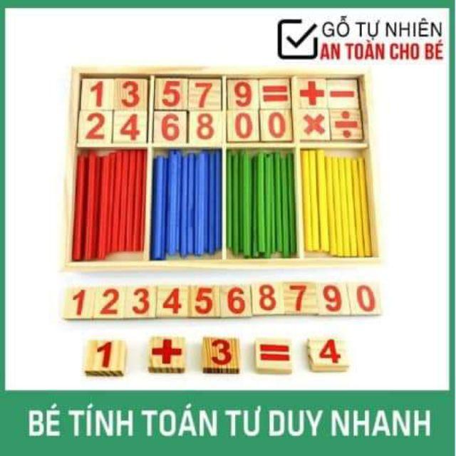 Bộ que tính học toán bằng gỗ - bảng tính que học toán cho bé