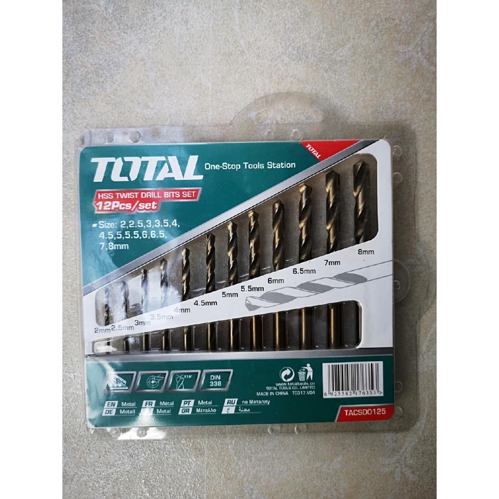 Bộ 12 mũi khoan kim loại Total TACSD0125