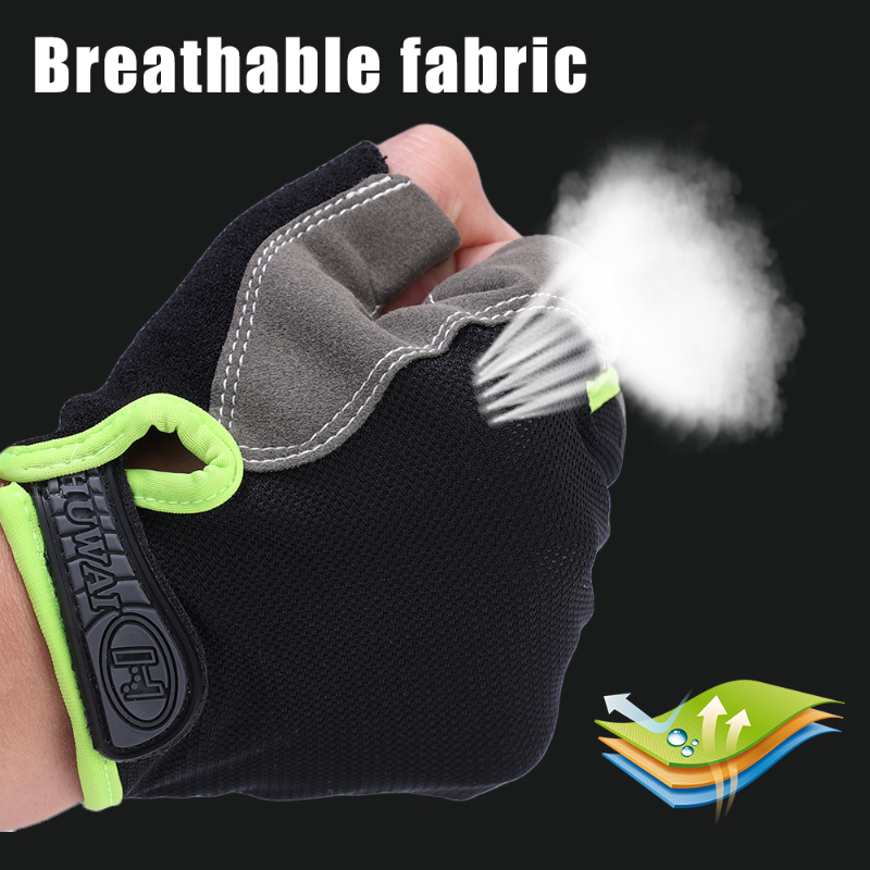 Găng Tay Xe Đạp Ngón Nam Nữ Chống Trượt Chống Sốc Thoáng Khí Mùa Hè Găng Tay Xe Đạp Fingerless Thể Thao Tập Gym Xe Đạp Găng Tay Color: B - Black