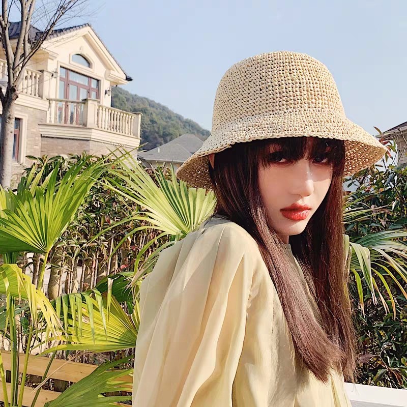 Mũ Bucket cói mềm trơn đơn giản