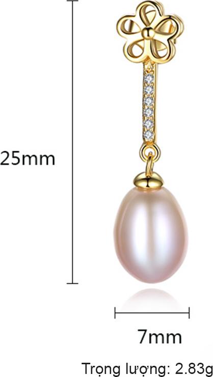 Bông Tai Ngọc Trai Cao Cấp B2332 Cỡ Hạt 7x10 Ly Bảo Ngọc Jewelry