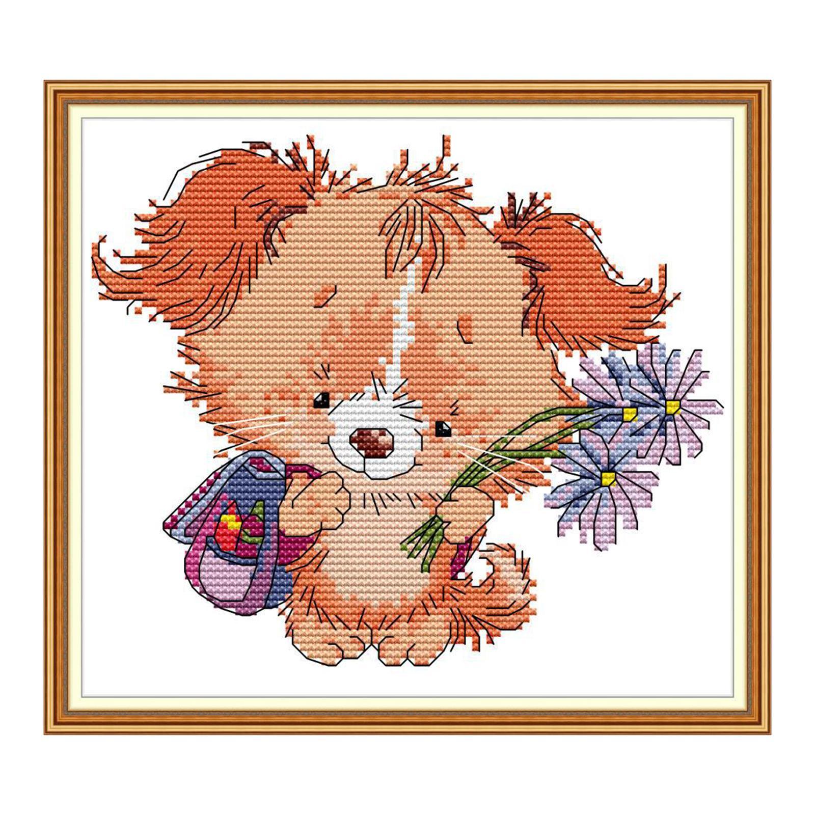 Cross Stitch  Cute Puppy Embroidery Needlepoint Crafts for Adult Kid