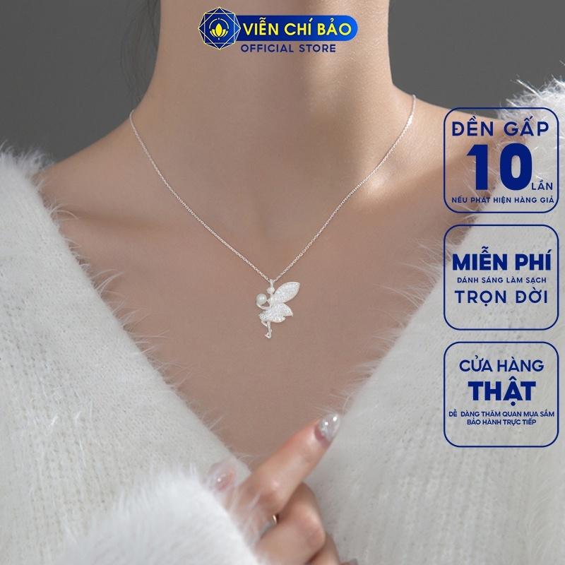 Dây chuyền bạc nữ Thiên Thần Nhỏ đính đá vòng cổ bạc 925 thời trang phụ kiện trang sức nữ Viễn Chí Bảo D400607