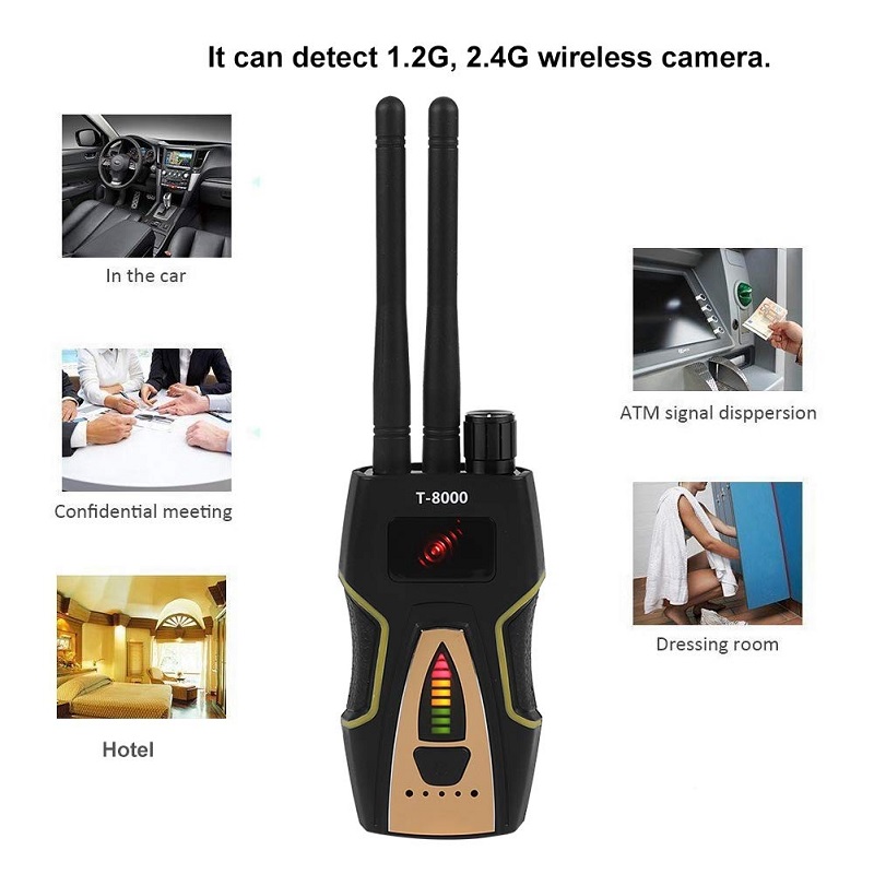 ROGTZ - Máy Dò Phát Hiện Camera, Ghi Âm T8000 Quét dải tần rộng 1MHz - 8000MHz Dò tín hiệu vô tuyến Từ trường GPS  Sóng điện thoại Độ nhạy cao Phạm vi dò rộng Pin trâu 15-20 giờ  Nhỏ gọn Tiện lợi Văn phòng Khách sạn Phòng thay đồ - Hàng Chính Hãng