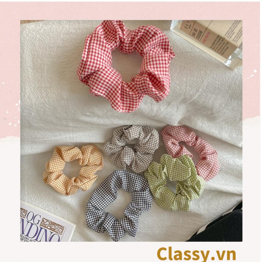 Scrunchies buộc tóc nhiều họa tiết; họa tiết tông kẻ sọc  nữ Classy tính thanh lịch PK735