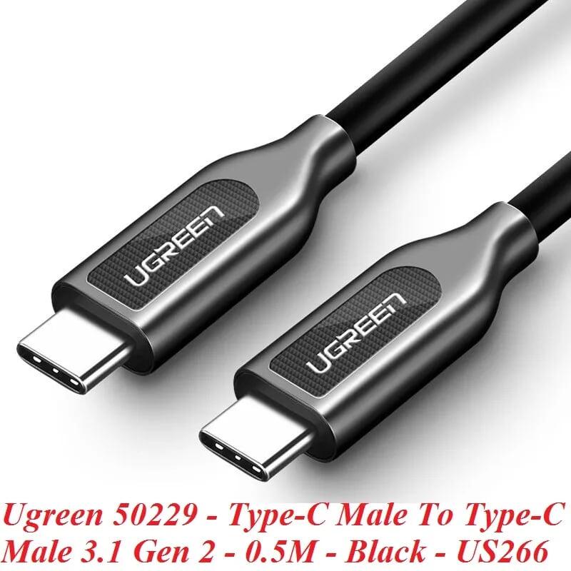 Ugreen UG50229US266TK 0.5M màu đen Dây USB Type-C sang USB Type-C - HÀNG CHÍNH HÃNG