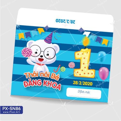Thiệp thôi nôi – sinh nhật theo yêu cầu Pluxi