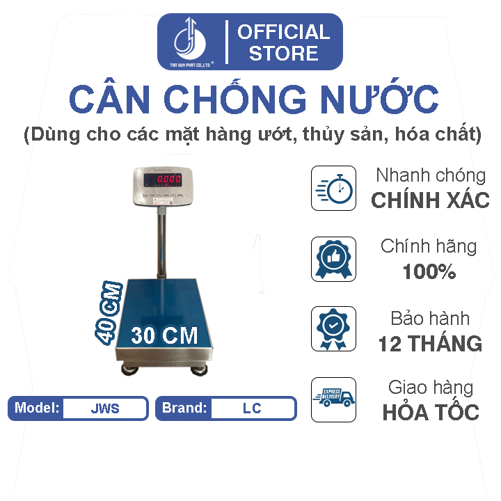 Cân Điện Tử Chống Nước JWS - Mặt Bàn Cân Inox 300x400mm