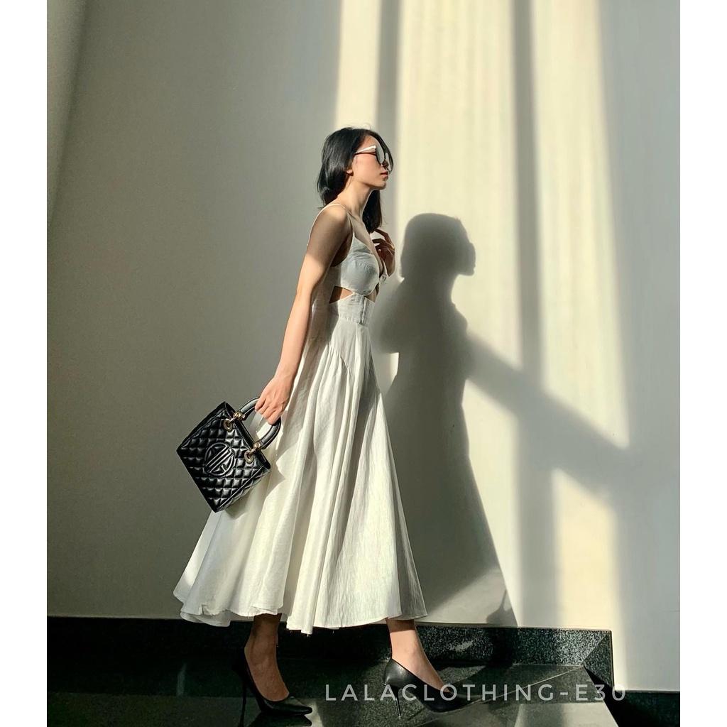 Váy xoè 2 dây khoét eo tam giác dáng dài LalaClothing