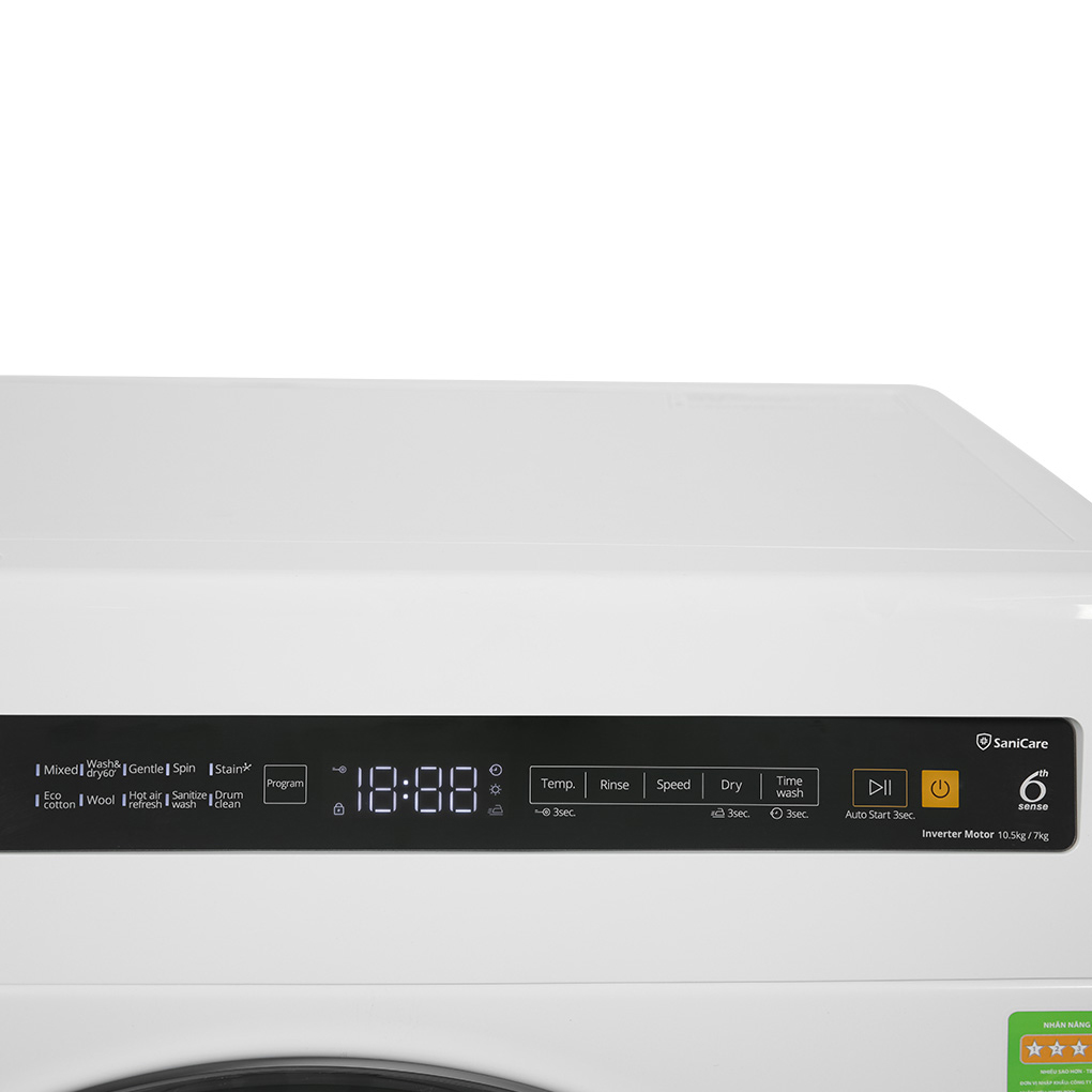 Máy giặt sấy Whirlpool Inverter 10.5 kg WWEB10702FW -  Chỉ giao HCM