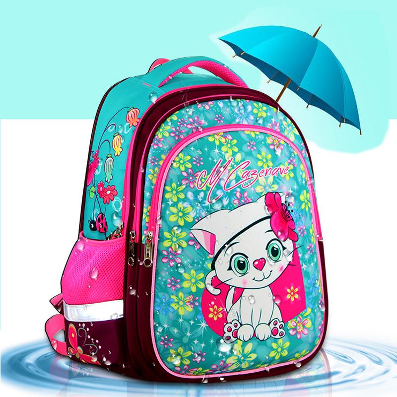 Mới Chỉnh Hình Cô Gái Ba Lô Cho Trường Học 3D Mèo Hoạt Hình Bé Gái EVA Trường Túi Trẻ Em Trường Tiểu Học Lớp 1-5 ba Lô Trẻ Em