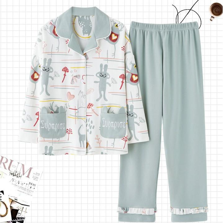 BỘ PIJAMA NỮ DÀI TAY mẫu mới nhất, tông đỏ style Hàn QuốC - Shop Thủy Bông