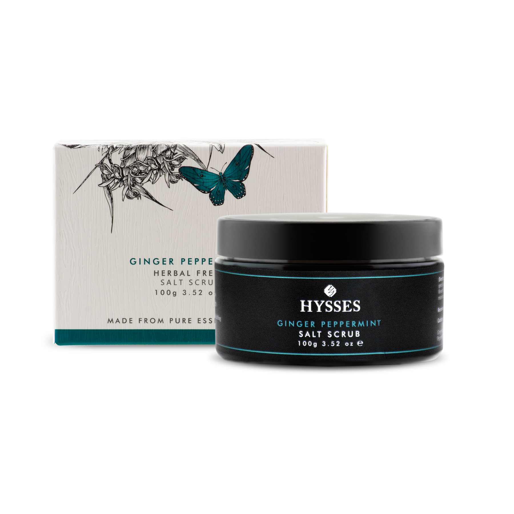 Muối Tẩy Tế Bào Chết Cao Cấp Hysses Salt Scrub Giúp Kháng Khuẩn, Làm Sạch Lỗ Chân Lông, Tăng Cường Lưu Thông Máu, Thư Giãn Cơ Với Tinh Dầu Gừng - Bạc Hà Hữu Cơ Tự Nhiên