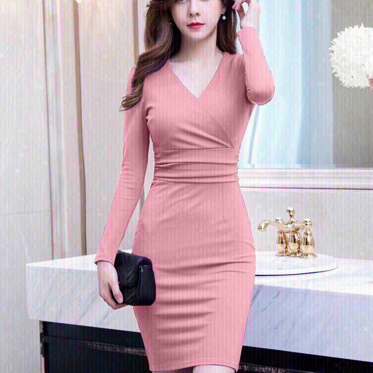 Đầm Body Cổ V Tay Dài Phong Cách Sang Trọng - HY250106