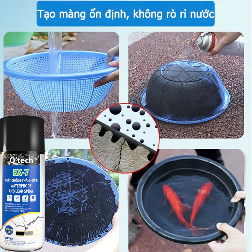 [Chịu Nhiệt] Bình Xịt Chống Dột - Dung Dich Chống Thấm Nước, Dột Mái Ngói, Mái Tôn, Bể Cá, Ống Nước - Hàng Chính Hãng OTECH