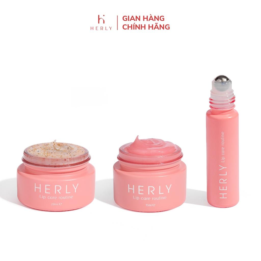 Bộ chu trình 3 bước làm hồng môi dưỡng môi mềm mịn HERLY Lip Care