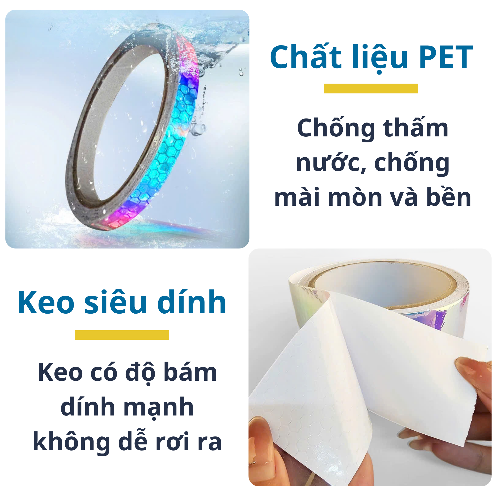 Băng Keo Phản Quang Đa Sắc Dán Xe Decal Phản Sáng Trang Trí Mâm Xe Cầu Thang Nhà Kho An Toàn Vào Ban Đêm