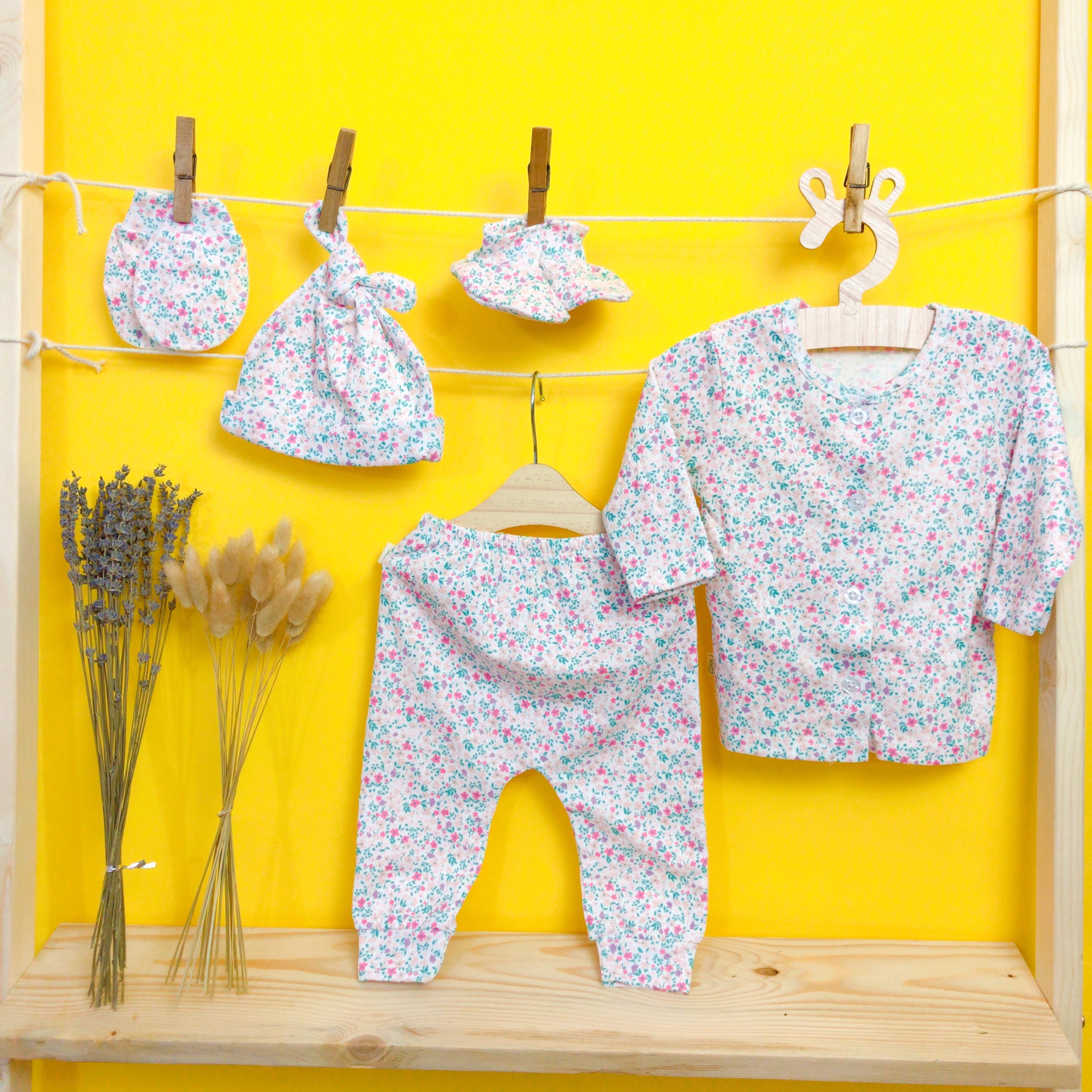 Set quần áo sơ sinh quần lưng thun đáy đũng chất thun cotton dành cho bé sơ sinh 0-3 tháng