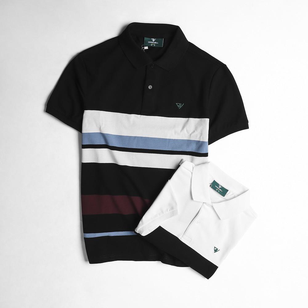 Áo thun polo nam cao cấp họa tiết kẻ pha màu chất cotton mềm mịn thấm hút mồ hôi chính hãng DARNELL DN0029
