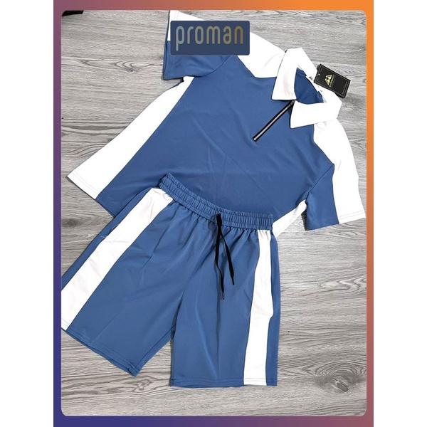 Bộ Đồ Nam Poli Kéo Khóa Siêu Cấp Xịn Xò, Bộ Thể Thao Nam Mềm Mại Chống Nhăn BO07 - PROMAN