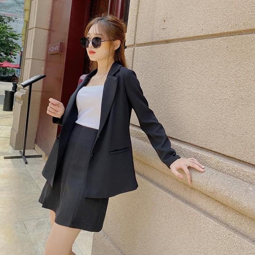 Sét Áo khoác blazer và chân váy tuýt si Hàn, Bộ Blazer 4 màu hàng Thiết kế Hachidesigns