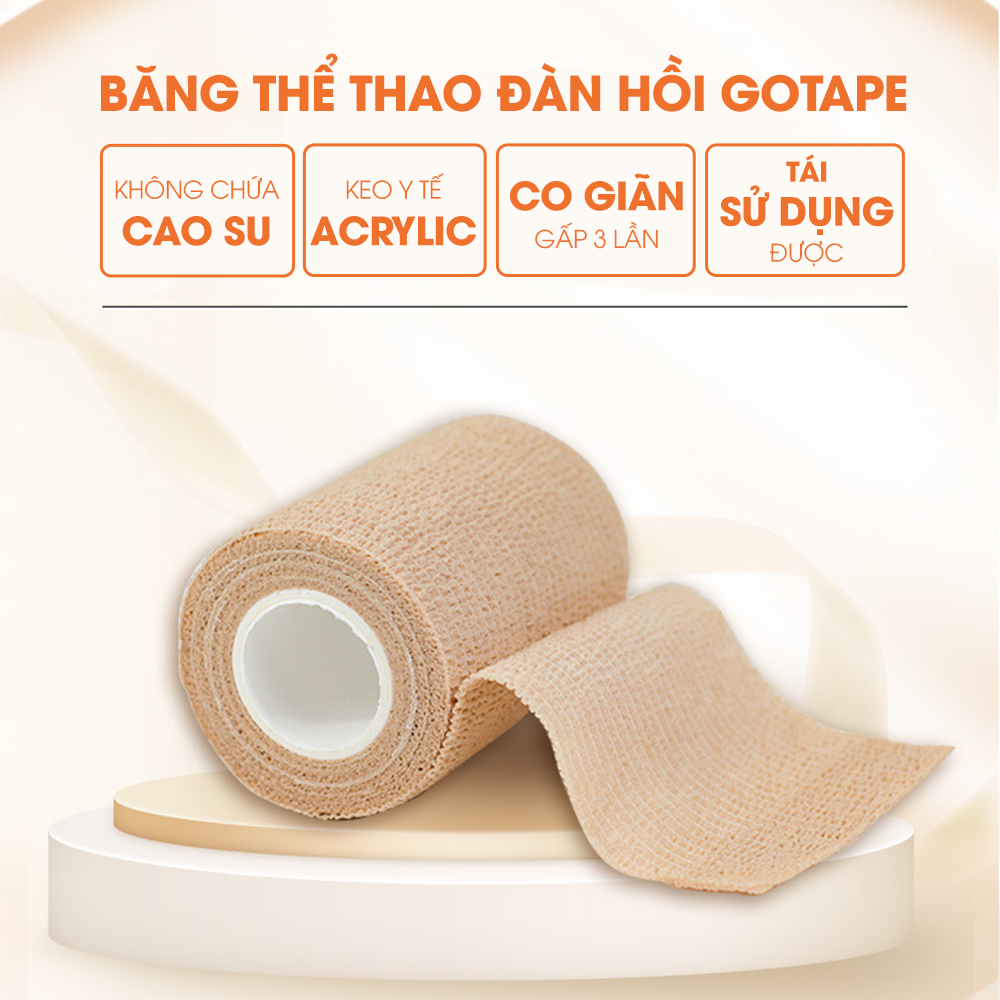 Băng thể thao đàn hồi GoodFit Gotape GT02 thành phần không chứa cao su, không gây dị ứng, dùng được cho vết thương hở, y tế