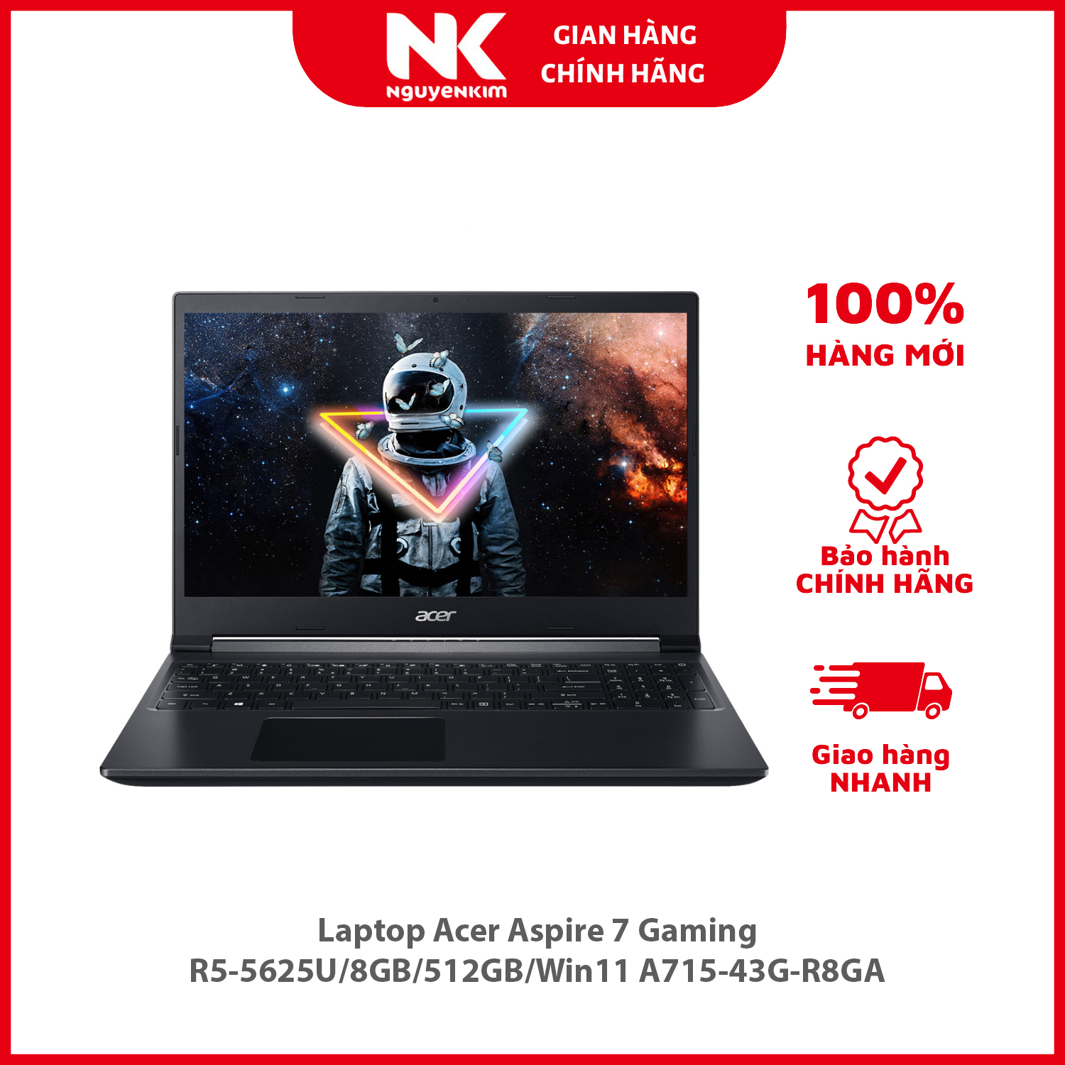 Laptop Acer Aspire 7 Gaming R5-5625U/8GB/512GB/Win11 A715-43G-R8GA - Hàng chính hãng