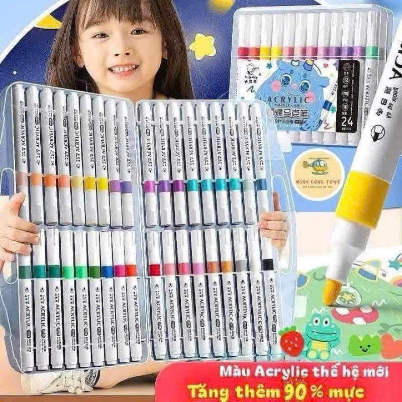 Bút Màu Acrylic Marker Tăng 50% Mực, Vẽ Trên Mọi Chất Liệu, Có Thể Vẽ Chồng Màu - HÀNG CHÍNH HÃNG MINIIN